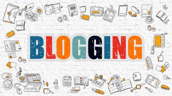 Blogging Concept. Multicolor on White Brickwall.